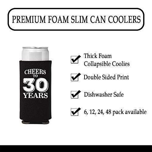 Veracco Cheers To 30 Years Thirth Birthday Gift For Dirty Thirty Party Favors Decorations Slim Can Coolie Holder (Black, 6)