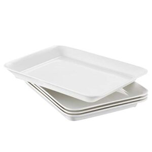 ubrand i bkgoo foodservice white plastic tray set of 4 service melamine tary for parties, coffee table, kitchen size(9"x6.5"x1")