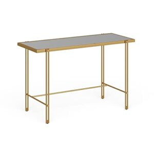 henn&hart 48" wide rectangular desk in brass, laptop desk, computer desk, home office