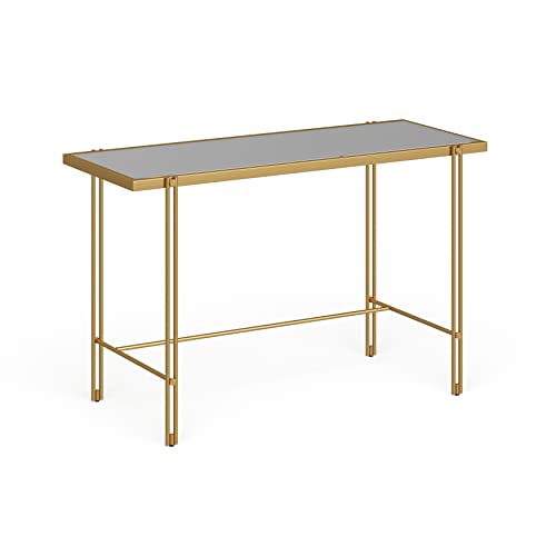 Henn&Hart 48" Wide Rectangular Desk in Brass, Laptop Desk, Computer Desk, Home Office