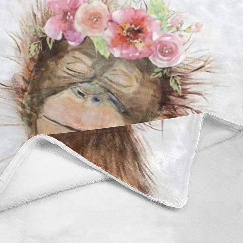 CUXWEOT Custom Blanket Personalized Animal Monkey Soft Fleece Throw Blanket with Name for Gifts Sofa Bed (50 X 60 inches)