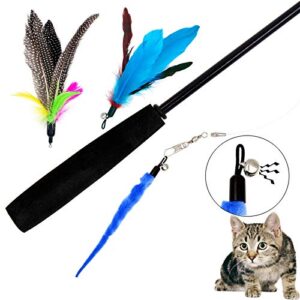 TIENAILING Cat Feather Toys Replacement Cat Toy Wand Refills, 10 PCS Cat Teaser Toy Replacement Feather Refills, Cat Wand Attachments Feather Worm Refills for Indoor Cat