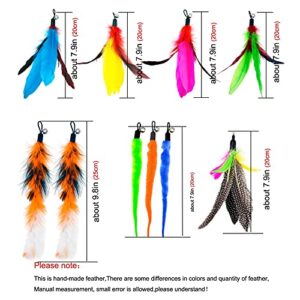 TIENAILING Cat Feather Toys Replacement Cat Toy Wand Refills, 10 PCS Cat Teaser Toy Replacement Feather Refills, Cat Wand Attachments Feather Worm Refills for Indoor Cat