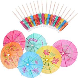 drink umbrellas cocktail picks hawaiian multi color drink umbrellas tropical parasol umbrella cupcake topper for party supplies (24 pieces)