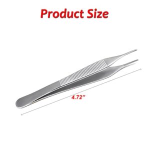 MEDSPO Professional Tweezers | Orthodontic Surgical Medical | Dental Bracket Placing | Cotton Dressing Tissue Forceps | Direct Bonding Serrated Suture Plier CE (Adson Tweezers -12cm)