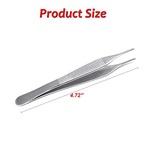 MEDSPO Professional Tweezers | Orthodontic Surgical Medical | Dental Bracket Placing | Cotton Dressing Tissue Forceps | Direct Bonding Serrated Suture Plier CE (Adson Tweezers -12cm)