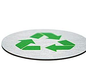 Metal Recycle Signs | 5.5" Round, Recycle Bin Marker | Metal Sign for Recycling Basket | Brushed Silver Aluminum with Green Recycle Symbol - Made in The USA