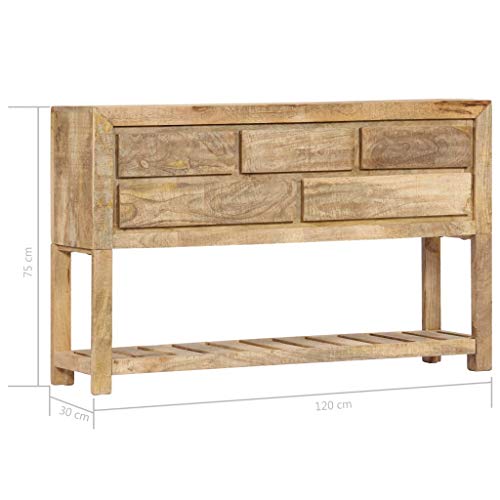 Sideboard Buffet Server Storage Cabinet Console Table Home Kitchen Dining Room Furniture Entryway Cupboard with 5 Drawers and 1 Shelf, 47.2"x11.8"x29.5" Solid Mango Wood