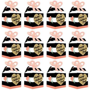 Big Dot of Happiness Best Mom Ever - Square Favor Gift Boxes - Mother’s Day Party Bow Boxes - Set of 12