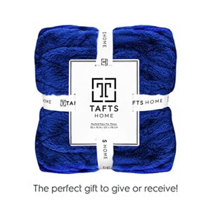 Tafts Throw Blankets - Ruched Faux Fur Blanket - Soft, Ultra Comfy and Fuzzy - Plush Blankets and Throws for Couch, Bed & Living Room - Fall, Winter or Spring - Blankets Throw Size - Navy Blue