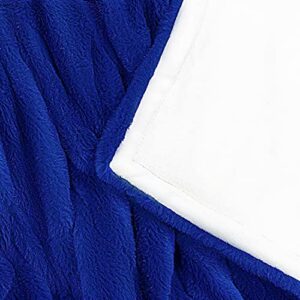 Tafts Throw Blankets - Ruched Faux Fur Blanket - Soft, Ultra Comfy and Fuzzy - Plush Blankets and Throws for Couch, Bed & Living Room - Fall, Winter or Spring - Blankets Throw Size - Navy Blue