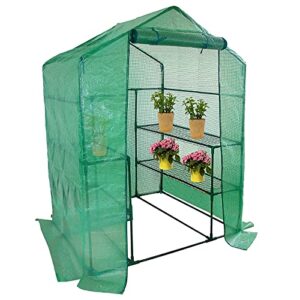 walk-in greenhouse replacement cover with roll-up zipper door-56x56x76 inch pe plant gardening greenhouse cover for gardening plants cold frost protection wind rain proof(frame not include)