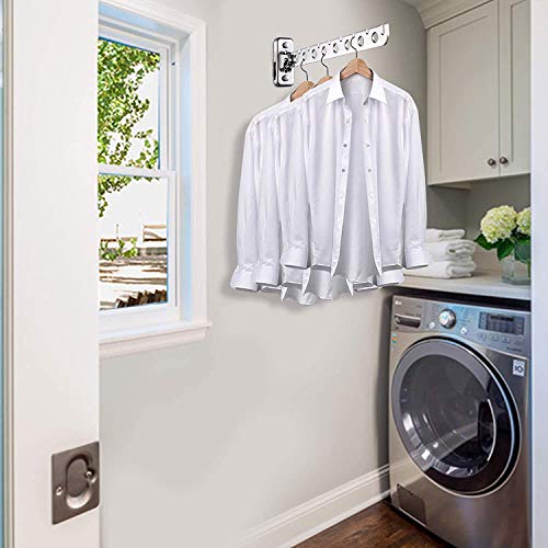 YWMXDZ Wall Mounted Drying Rack, Hook with Swivel Arm, Foldable Drying Rack, Usedfor Closet Organization, Bathroom, Bedroom, Laundry Room (Two Pieces) (Silver) HZF920WNC