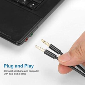 Headphone Splitter for Computer 3.5 Female to 2 Dual 3.5mm Male Headphone Mic Audio Y Splitter Cable Smartphone to PC Adapter(Black) FLEAVER