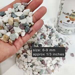 ROOFOO Decorative River Pebbles Mini Fish Tank Gravels Terrarium Rocks for Aquarium,Vase Fillers,Top Dressing,Bonsai,Air Plants Succulents Drainage,Soil Cover,1.6 LB,Mixed Colors