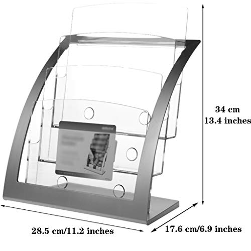 ZYCSKTL Brochure Stand Magazine Rack Table,Company Desktop Magazine Rack, Three-Tier Data Catalog Rack, Company Desktop Propaganda Rack (Color : Black, Size : 28.517.634cm)