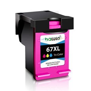 batuto remanufactured for hp 67 ink cartridges color replacement for printer ink hp 67 envy 6052 6055 pro 6452 6455 6458 deskjet 1255 2732 2752 2755 deskjet plus 4140 4152 4155 4158 (1 tri-color)