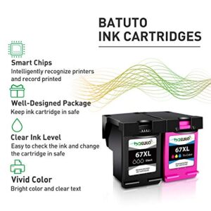 batuto Remanufactured for HP 67 Ink Cartridges Color Replacement for Printer Ink HP 67 Envy 6052 6055 Pro 6452 6455 6458 DeskJet 1255 2732 2752 2755 DeskJet Plus 4140 4152 4155 4158 (1 Tri-Color)