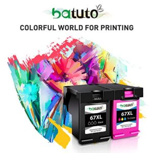 batuto Remanufactured for HP 67 Ink Cartridges Color Replacement for Printer Ink HP 67 Envy 6052 6055 Pro 6452 6455 6458 DeskJet 1255 2732 2752 2755 DeskJet Plus 4140 4152 4155 4158 (1 Tri-Color)