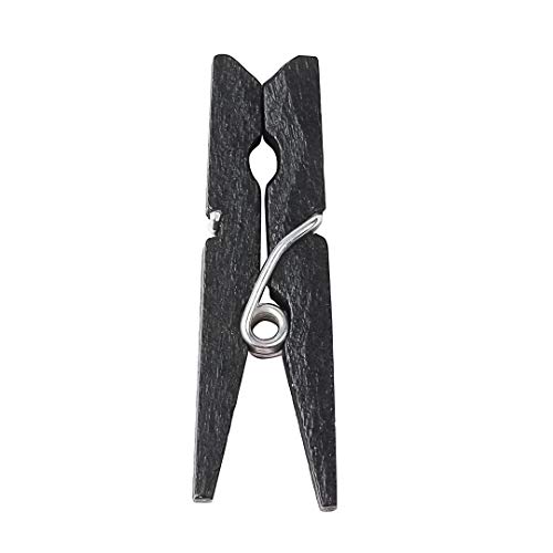 Restaurantware 1.2 Inch Black Clothespins, 50 Mini Clothespins - Disposable, Sturdy, Black Bamboo Wooden Clips, Food Grade, for Appetizers, Garnishes, Cocktails - Restaurantware