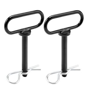 czc auto 2 pack hitch pin 5/8 x 4 inch lawn mower trailer hitch pins, trailer gate pins for simple one handed hook on & off - securely hitch lawn & tow behind attachments, black