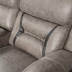 Roundhill Furniture Elkton Manual Motion Reclining Sofa and Loveseat with Storage Console, Taupe
