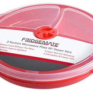 Home Products Essentials 2 Pack- Microwave Food Storage Travel Tray Containers - Portion Control - 3 Section Compartment Divided Plates with Vented Lid For Easy Reheat - (2, Red)