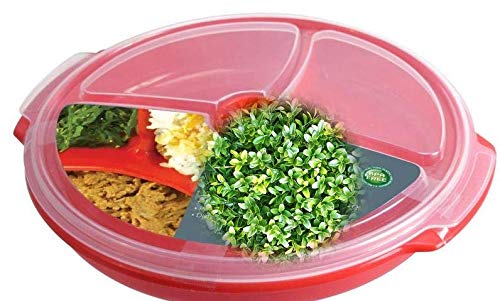Home Products Essentials 2 Pack- Microwave Food Storage Travel Tray Containers - Portion Control - 3 Section Compartment Divided Plates with Vented Lid For Easy Reheat - (2, Red)