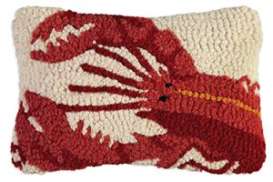 chandler 4 corners artist-designed red lobster hand-hooked wool decorative throw pillow (8” x 12”)