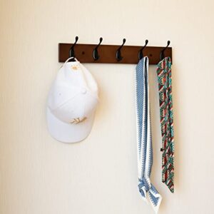 ROOREVO Wall Mount Coat Rack Coat Hooks, Wall hat Hanger,Walnut,2 Pack