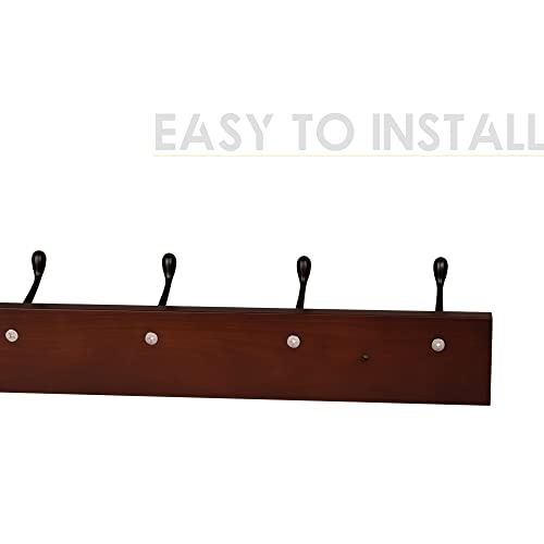 ROOREVO Wall Mount Coat Rack Coat Hooks, Wall hat Hanger,Walnut,2 Pack