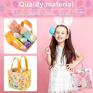 Whaline Easter Non-Woven Gift Bags with Handles Reusable Waterproof Tote Bags Bunny Easter Egg Cute Gnome for Easter Holiday Gifts Wrapping Egg Hunt Game Spring Party Gifts Wrapping, 8 Pack