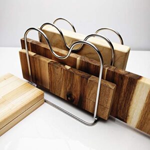 LENITH Stainless Steel Wire Cutting Board Holder, Cutting Board Rack Organizer Kitchen with 2 Sectional