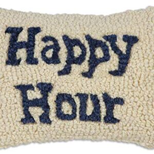 Chandler 4 Corners Artist-Designed Happy Hour Blue Hand-Hooked Wool Decorative Throw Pillow (8” x 12”)