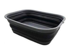 sammart 12l (3.17 gallon) collapsible tub - foldable dish tub - portable washing basin - space saving plastic washtub (1, grey/black)