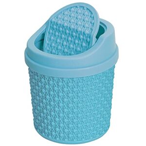 mini trash can for desk desktop with lid bathroom table top blue garbage can small waste basket