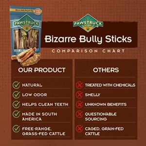 Pawstruck “Bizarre” Bully Sticks for Dogs (by Weight) Eco-Conscious, Bulk, Natural & Odorless Bullie Bones Made for K9 & Puppies - Long Lasting Chew by USA Company (8" to 12" Sticks, 1lb. Bag)