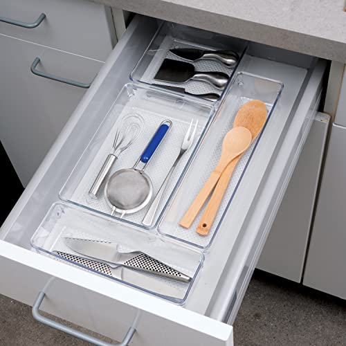 Oggi Clear Drawer Organizer - 3" X 12" - Ideal for Organizing Kitchen Drawers, Office, Desk, Silverware, Kitchen Utensils, Cosmetics and Bathrooms