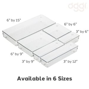 Oggi Clear Drawer Organizer - 3" X 12" - Ideal for Organizing Kitchen Drawers, Office, Desk, Silverware, Kitchen Utensils, Cosmetics and Bathrooms