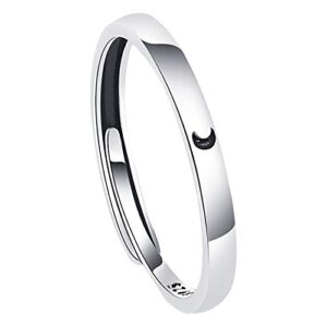 2pcs sun moon couple rings for couples promise wedding bands adjustable lovers ring for girlfried boyfriend