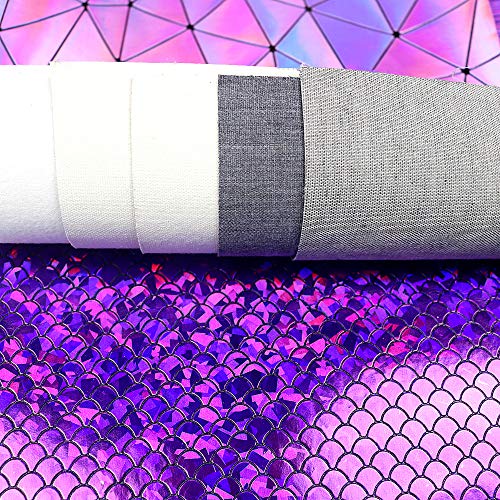 Yuanchuan 7Pcs/Set 8.3" x 12"(21cm x 30cm) A4 Bundle Leather Sheets Mixed Purple Series Holographic Sparkle Fine Chunky Glitter Faux Leather Fabric Bow Earrings Making DIY Craft (Purple Series)