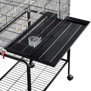 Yaheetech 65-inch Flight Bird Cages for Lovebirds Canaries Parrots Parakeets Budgies Finches Cockatiels Conures with Detachable Rolling Stand, Black