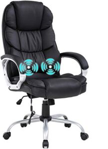 ergonomic adjustable home office chair, high back massage desk chair, 250lbs heavy pu leather computer chairs w/lumbar support headrest armrest executive rolling swivel chair for adults