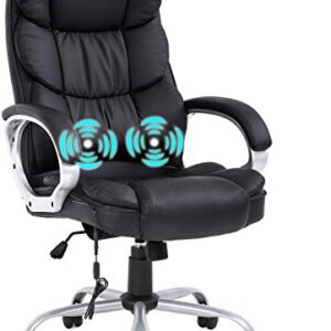 Ergonomic Adjustable Home Office Chair, High Back Massage Desk Chair, 250Lbs Heavy PU Leather Computer Chairs w/Lumbar Support Headrest Armrest Executive Rolling Swivel Chair for Adults