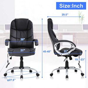 Ergonomic Adjustable Home Office Chair, High Back Massage Desk Chair, 250Lbs Heavy PU Leather Computer Chairs w/Lumbar Support Headrest Armrest Executive Rolling Swivel Chair for Adults