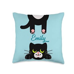 kitty cat emily name gifts emily name gift girls personalized kitty cat bedroom decor throw pillow, 16x16, multicolor