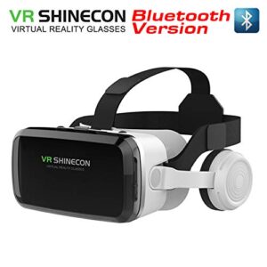 vr shinecon 3d hd virtual reality headset for movies and games vr glasses goggles 2k anti-blue lenses, adjustable pupil & object distance for phones 4.7-6.7"[2021 newest]