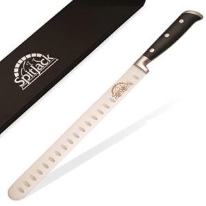 spitjack brisket knife for meat carving and slicing - stainless steel, granton edge, 11 inch blade, bbq competition-chef series