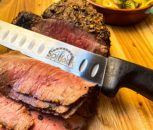 SpitJack Brisket Knife for Meat Carving and Slicing - Stainless Steel, Granton Edge, 11 Inch Blade, BBQ Competition-Chef Series