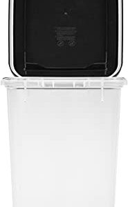 IRIS USA 25Lbs./33Qt. WeatherPro Airtight Pet Food Storage Container with Attachable Casters, For Dog Cat Bird and Other Pet Food Storage Bin, Keep Fresh, Translucent Body, Easy Mobility, Black